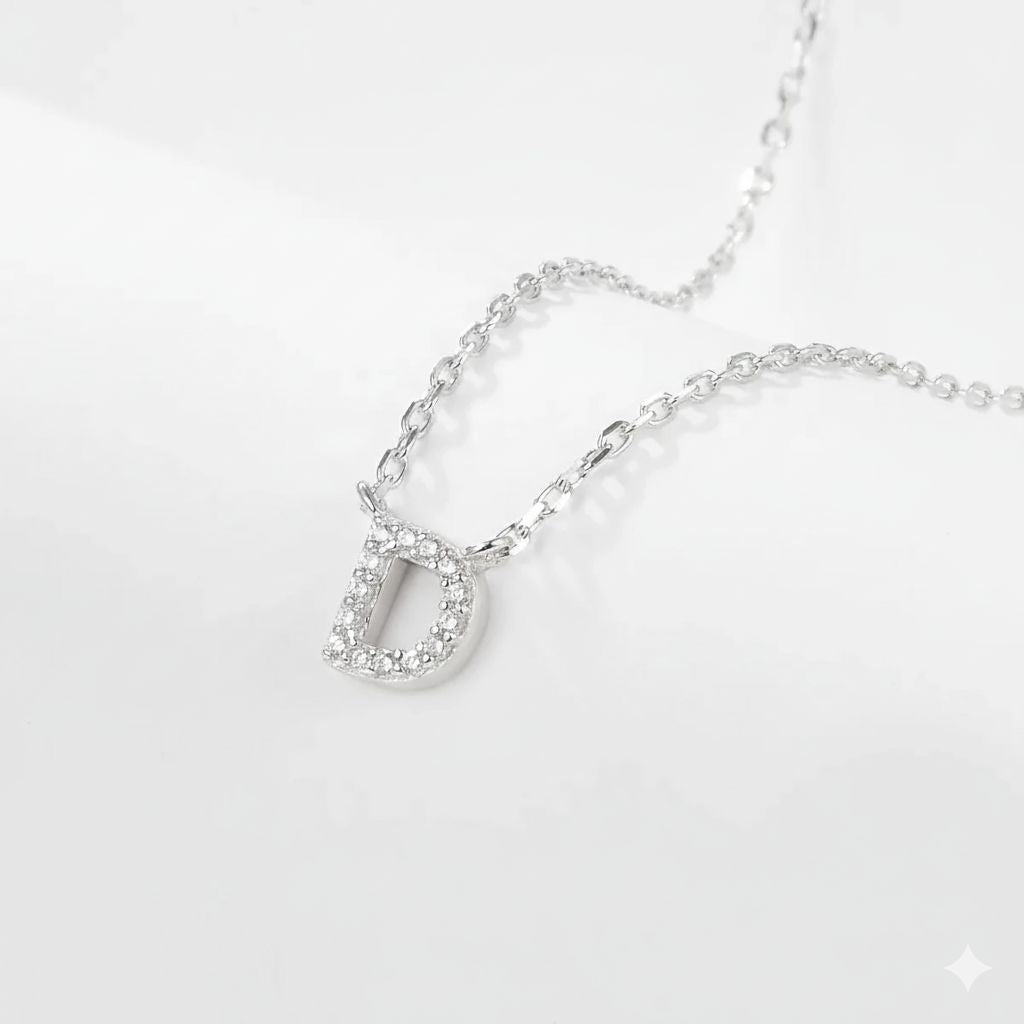 925 Sterling Silver Initial Letter Necklace