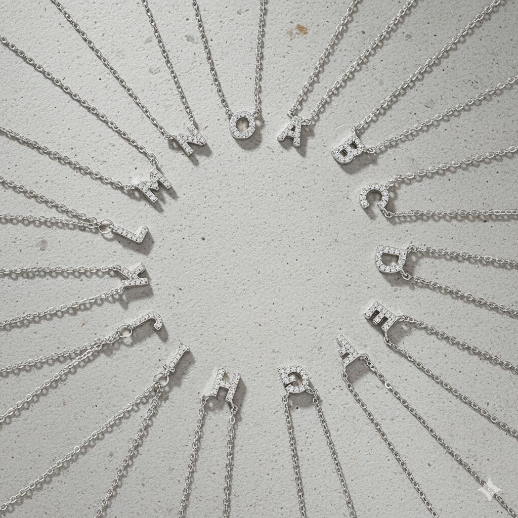 925 Sterling Silver Initial Letter Necklace