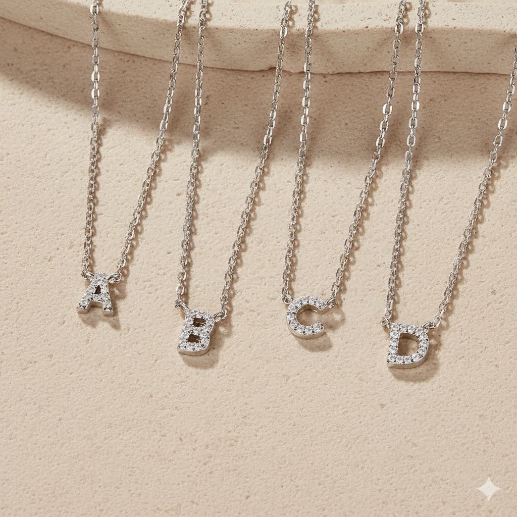 925 Sterling Silver Initial Letter Necklace