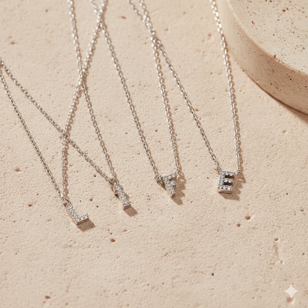 925 Sterling Silver Initial Letter Necklace
