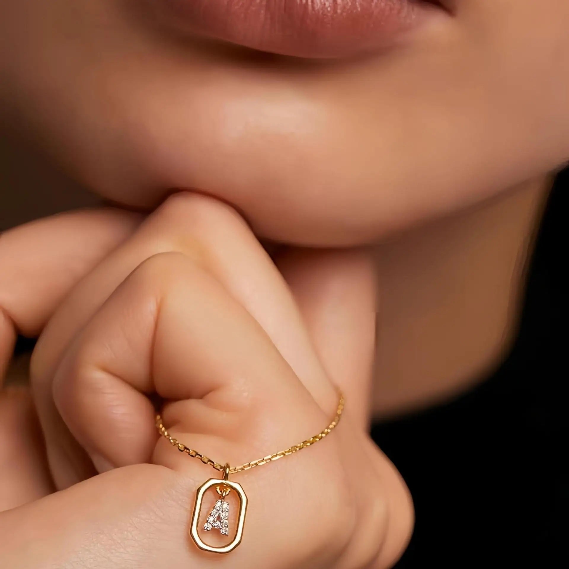 925 Sterling Silver Zircon Gold Plated Letter Initial Necklace