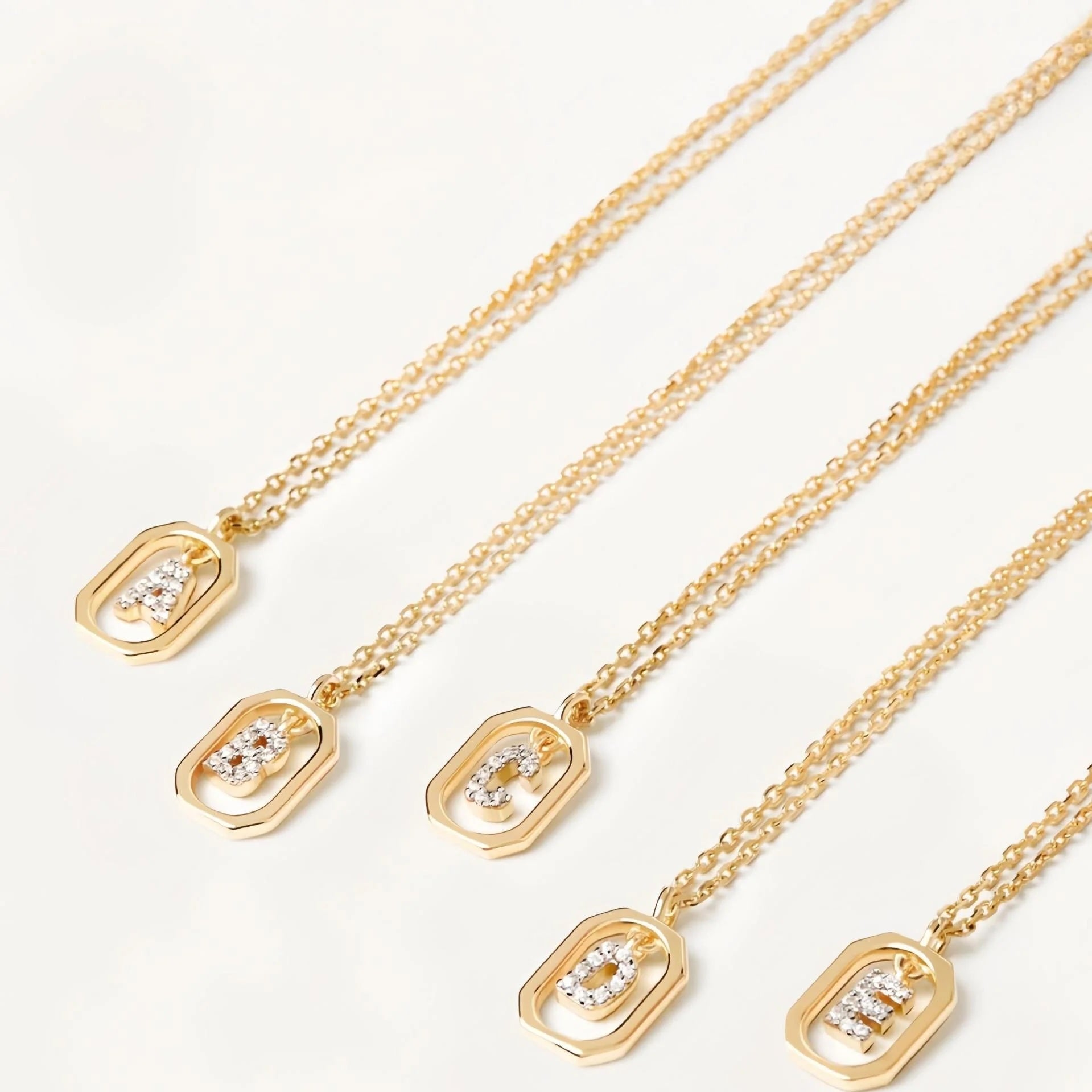 925 Sterling Silver Zircon Gold Plated Letter Initial Necklace