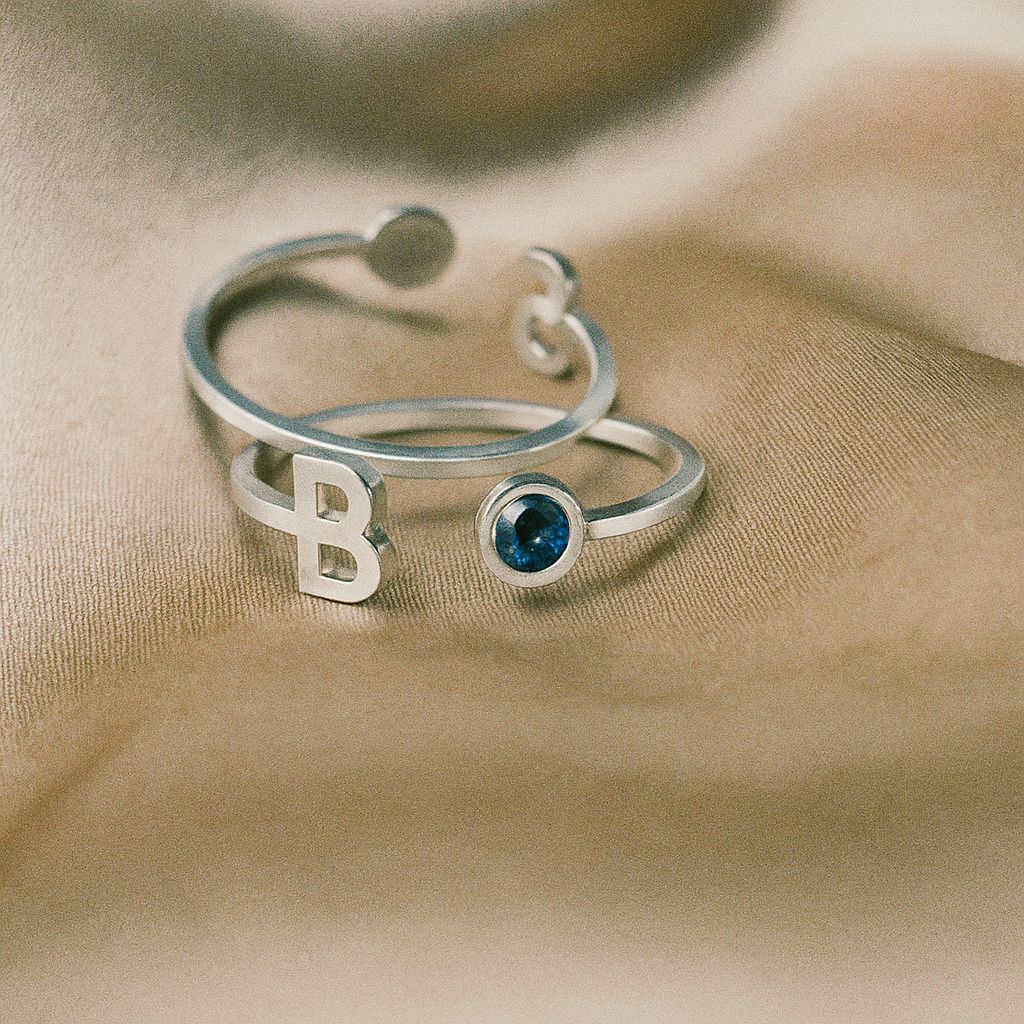 Custom Initial Ring with Birthstone