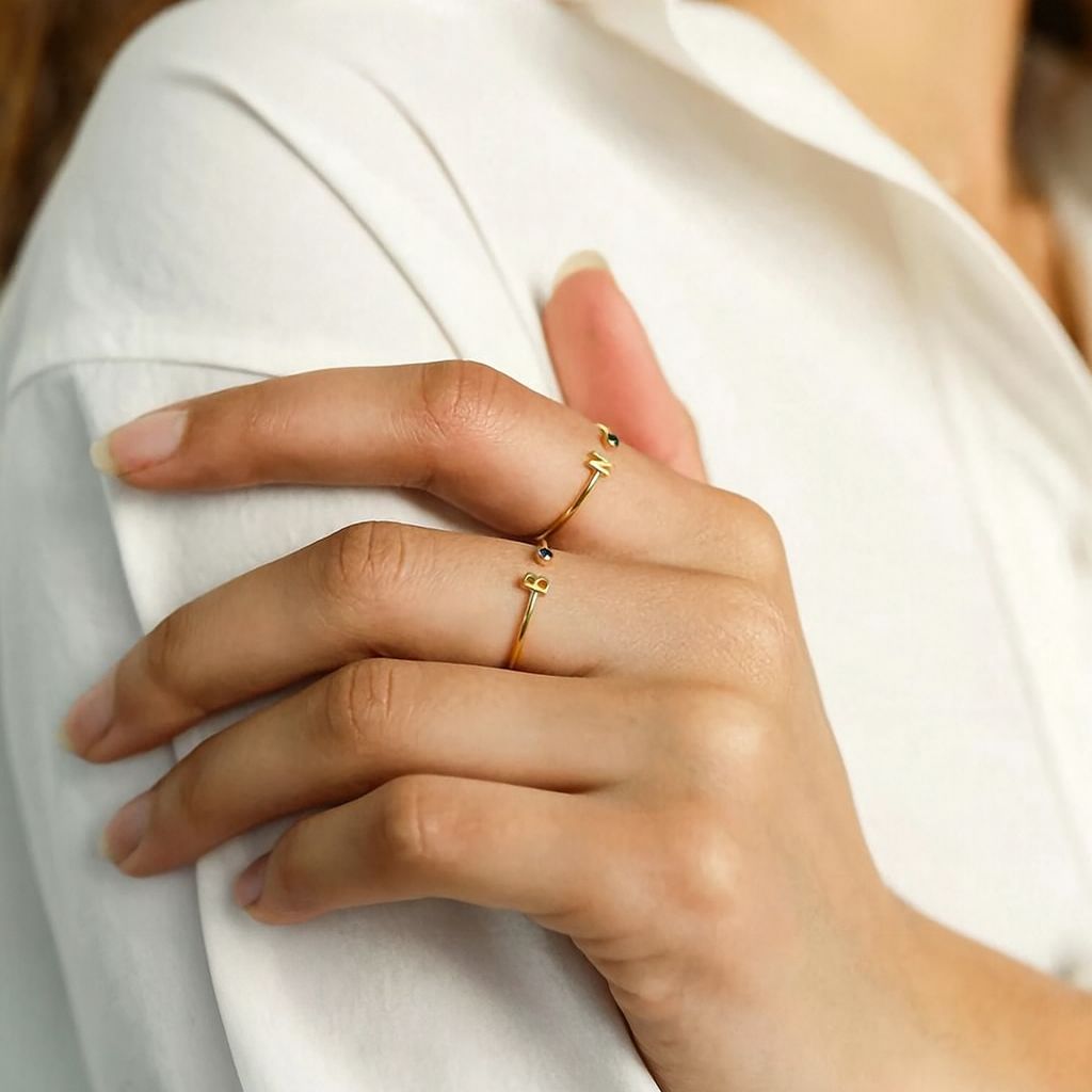 Custom Initial Ring with Birthstone