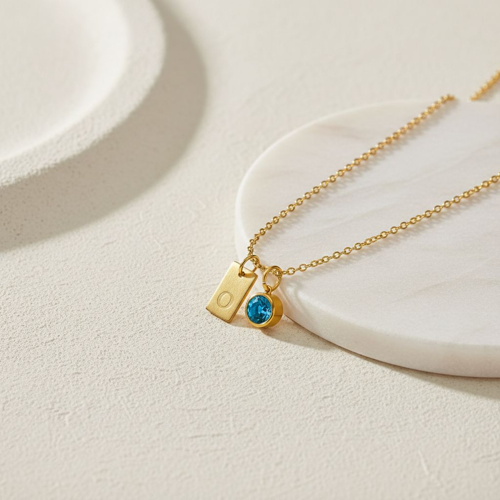 Personalized Initial & Stone Pendant