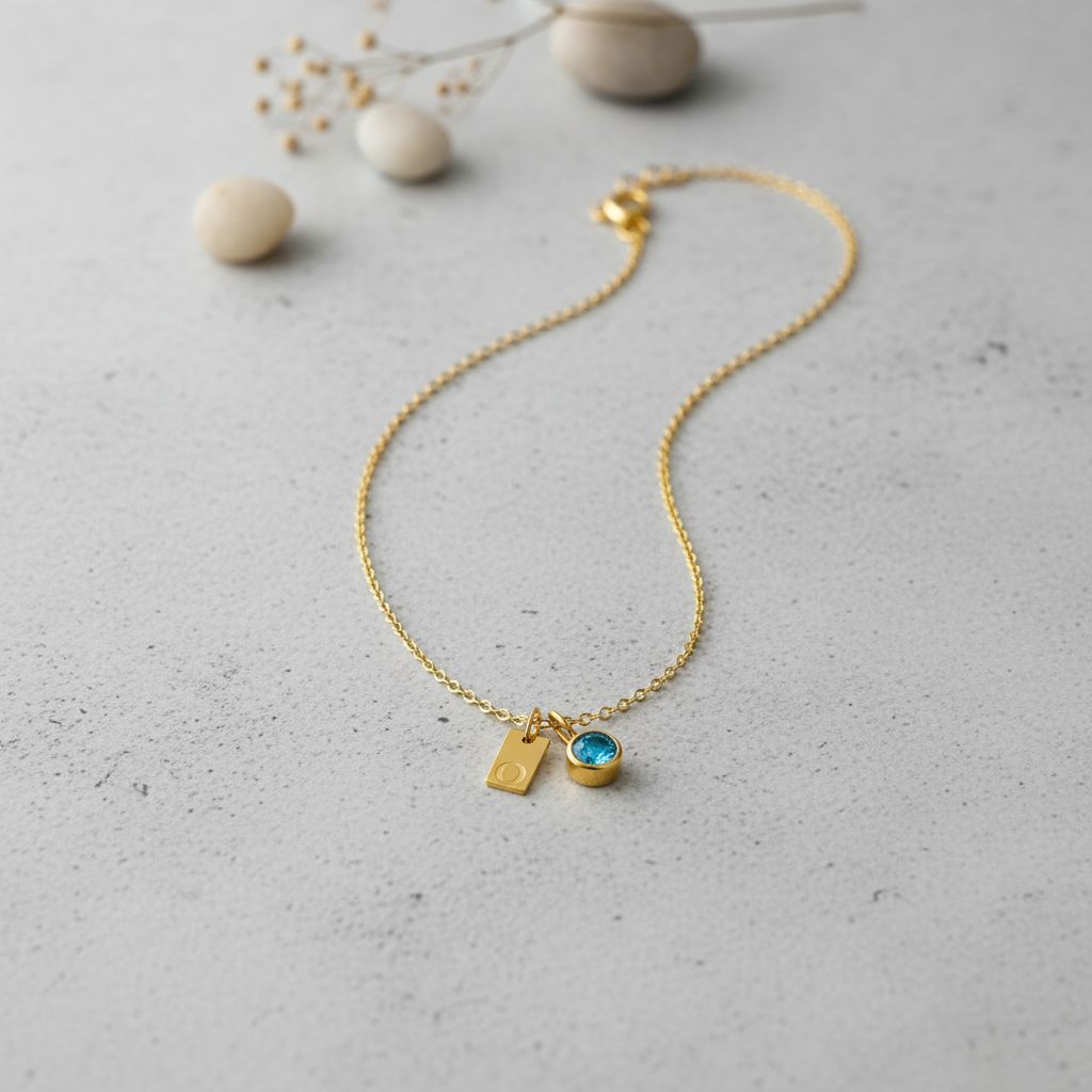 Personalized Initial & Stone Pendant