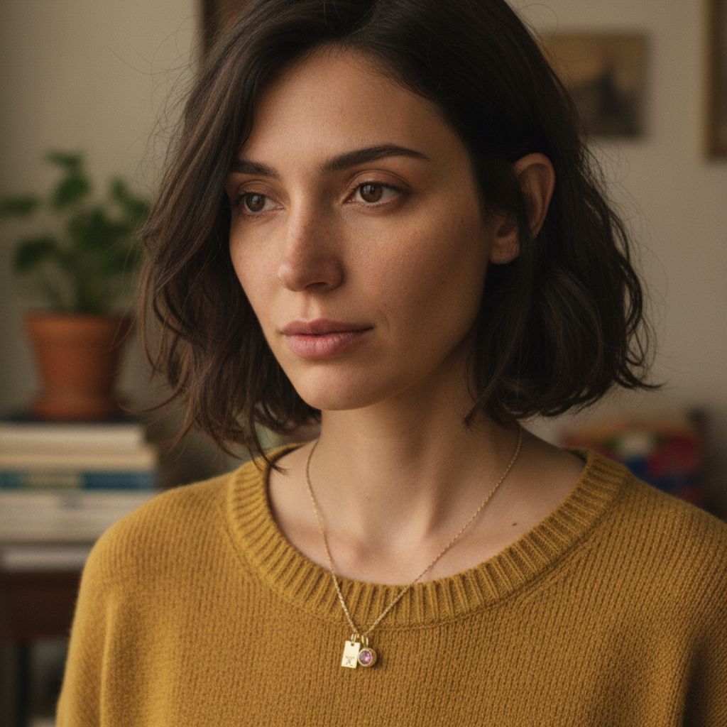 Personalized Initial & Stone Pendant