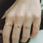 Custom Initial Ring with Birthstone