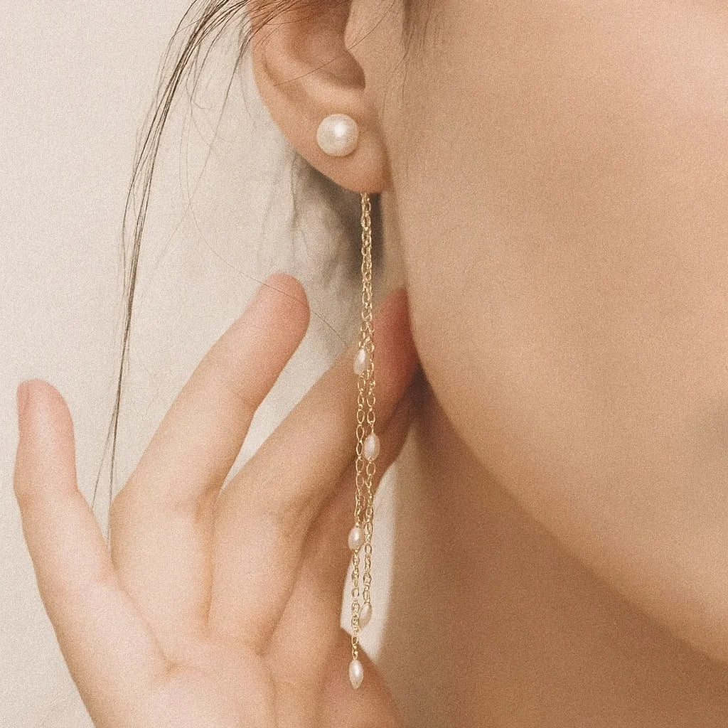 Pearl Chain Drop Earrings