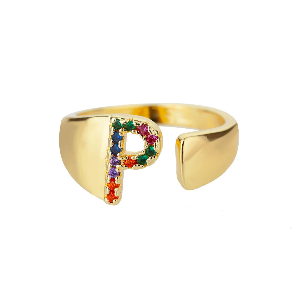 Personalized Rainbow Initial Ring