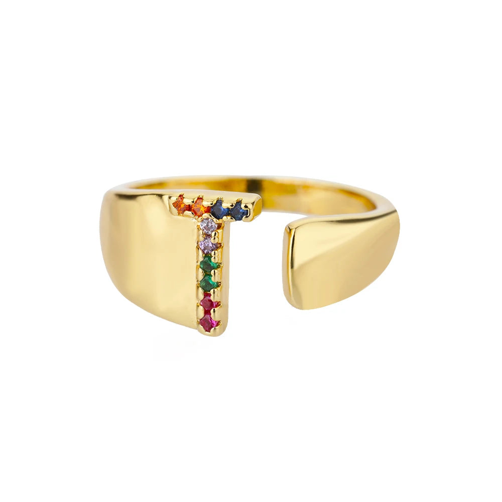 Personalized Rainbow Initial Ring