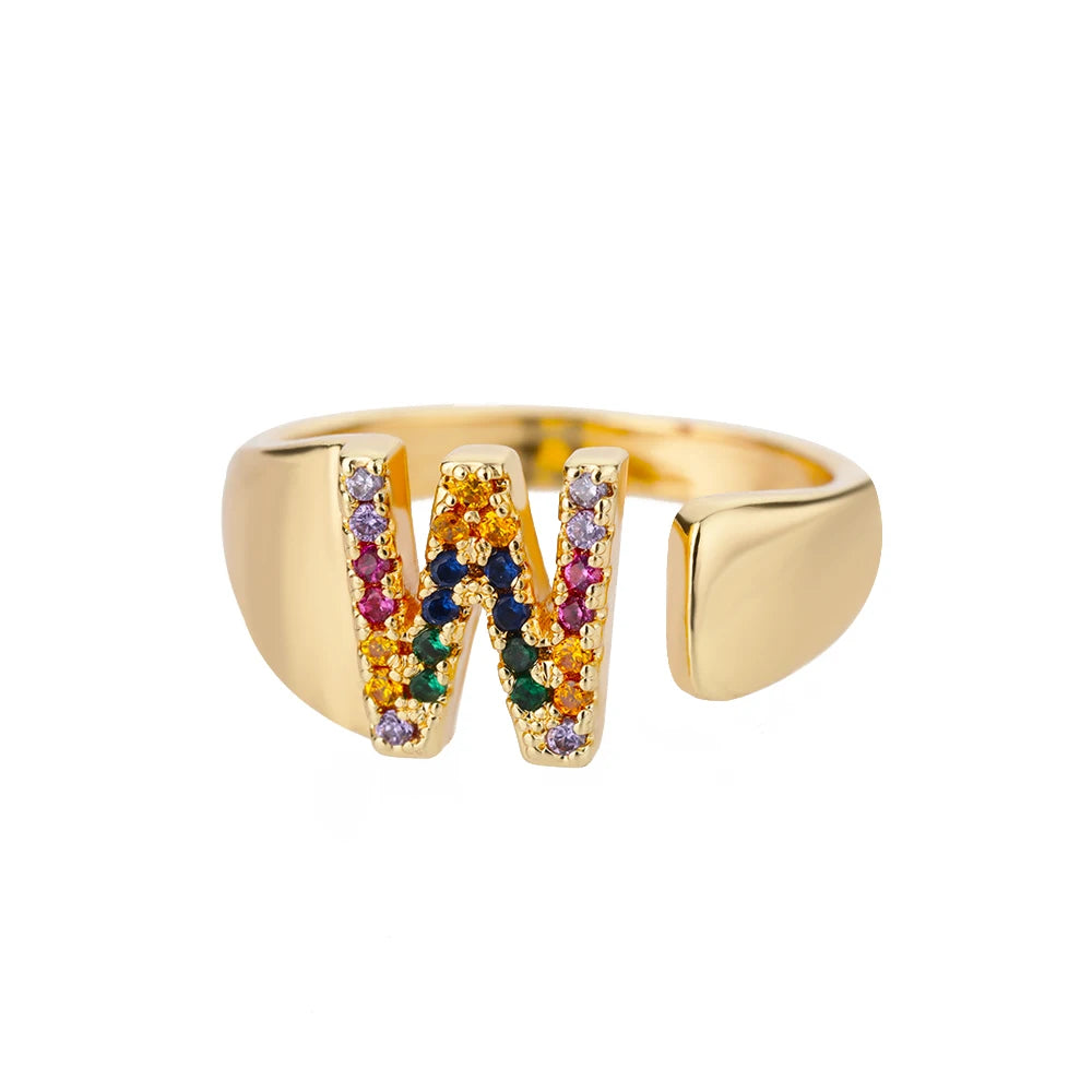 Personalized Rainbow Initial Ring