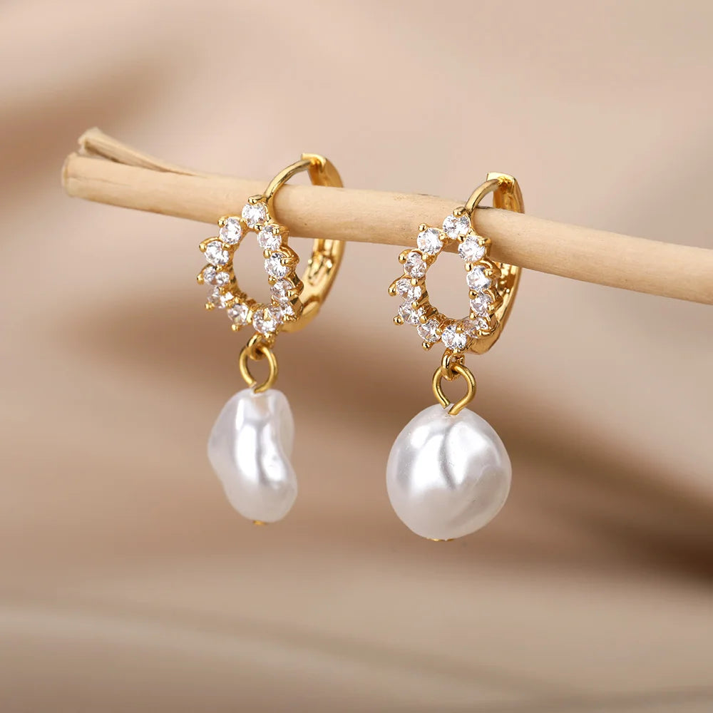 Teardrop & Pearl Earrings