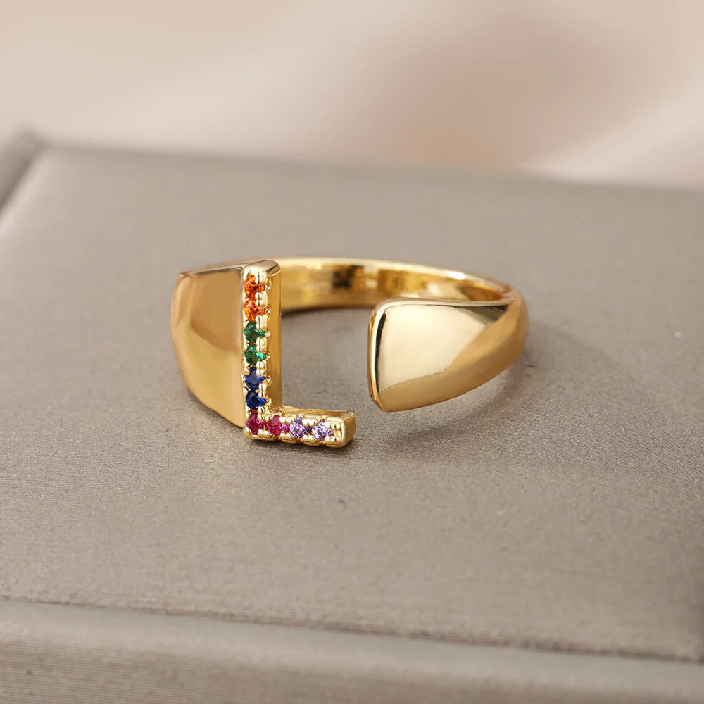 Personalized Rainbow Initial Ring