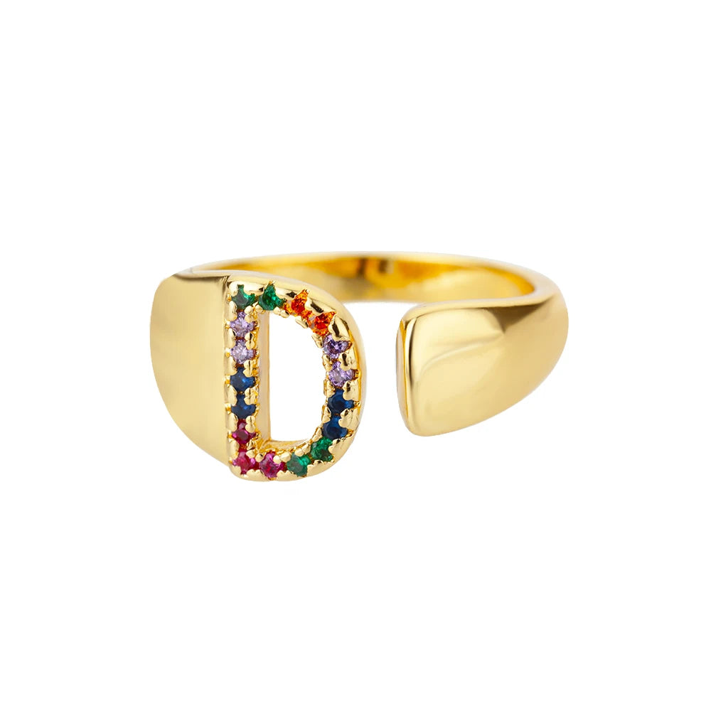 Personalized Rainbow Initial Ring