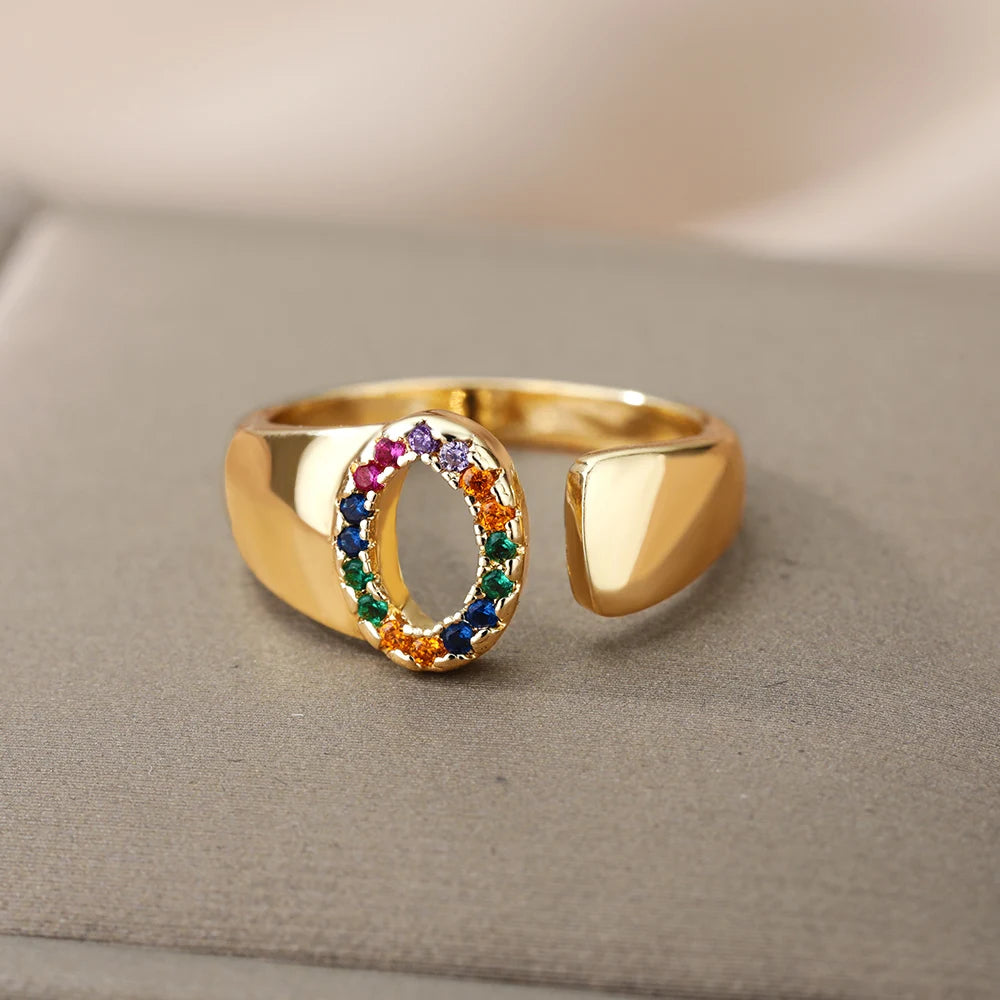 Personalized Rainbow Initial Ring