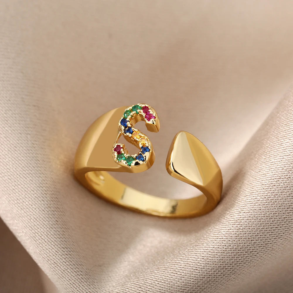 Personalized Rainbow Initial Ring