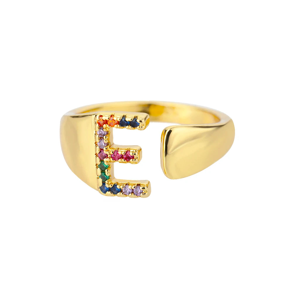 Personalized Rainbow Initial Ring
