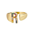 Anillo personalizado con inicial de arcoíris