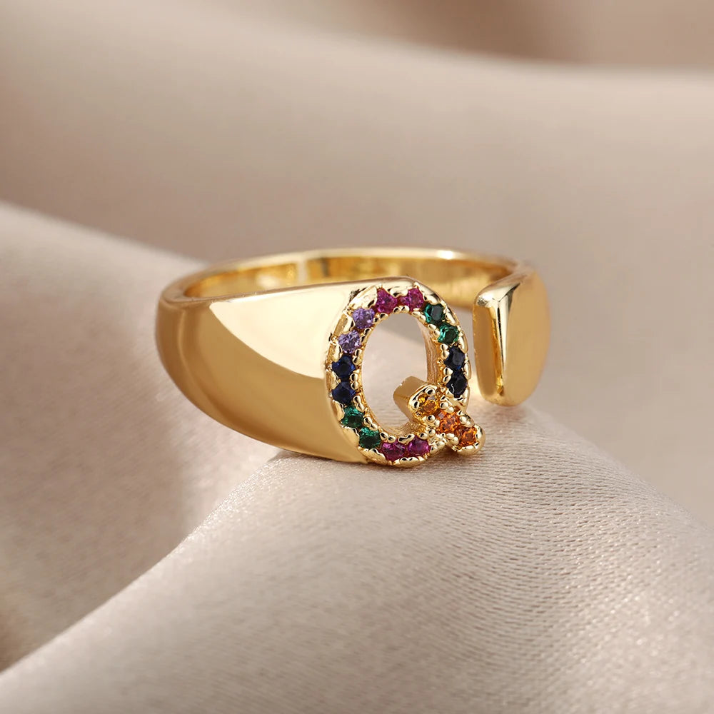 Personalized Rainbow Initial Ring