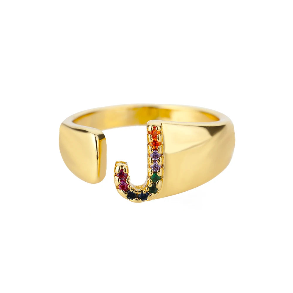 Personalized Rainbow Initial Ring