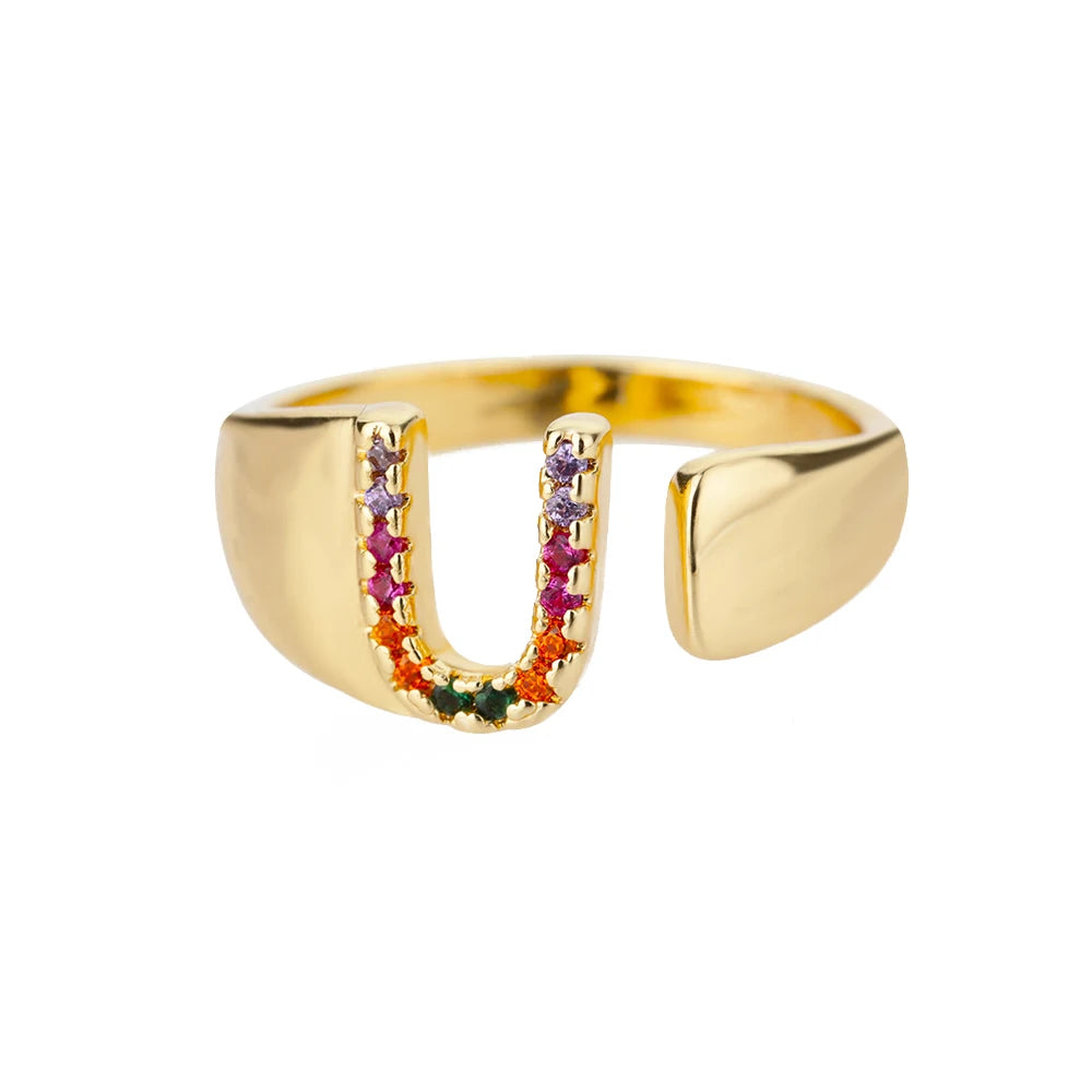 Personalized Rainbow Initial Ring