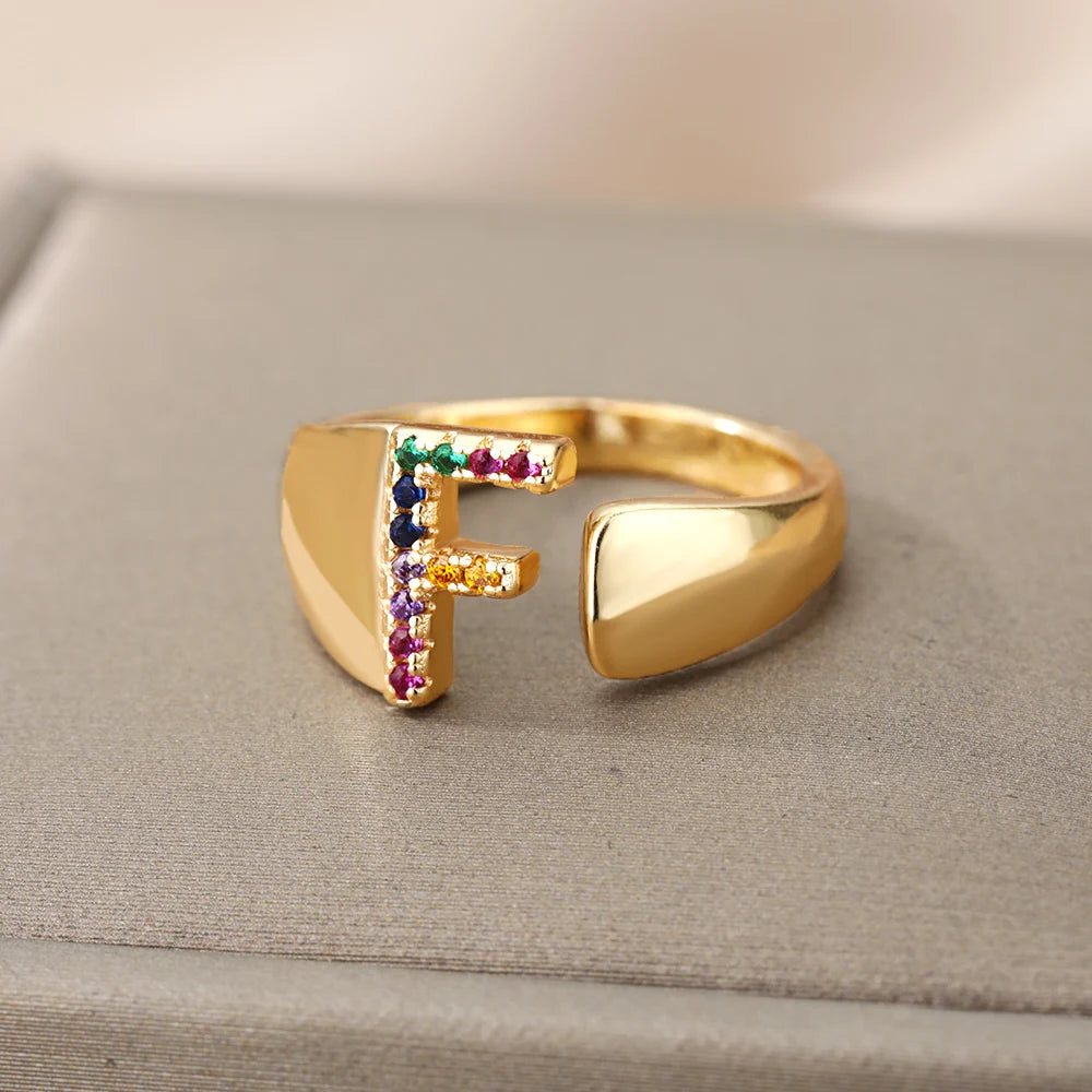 Personalized Rainbow Initial Ring