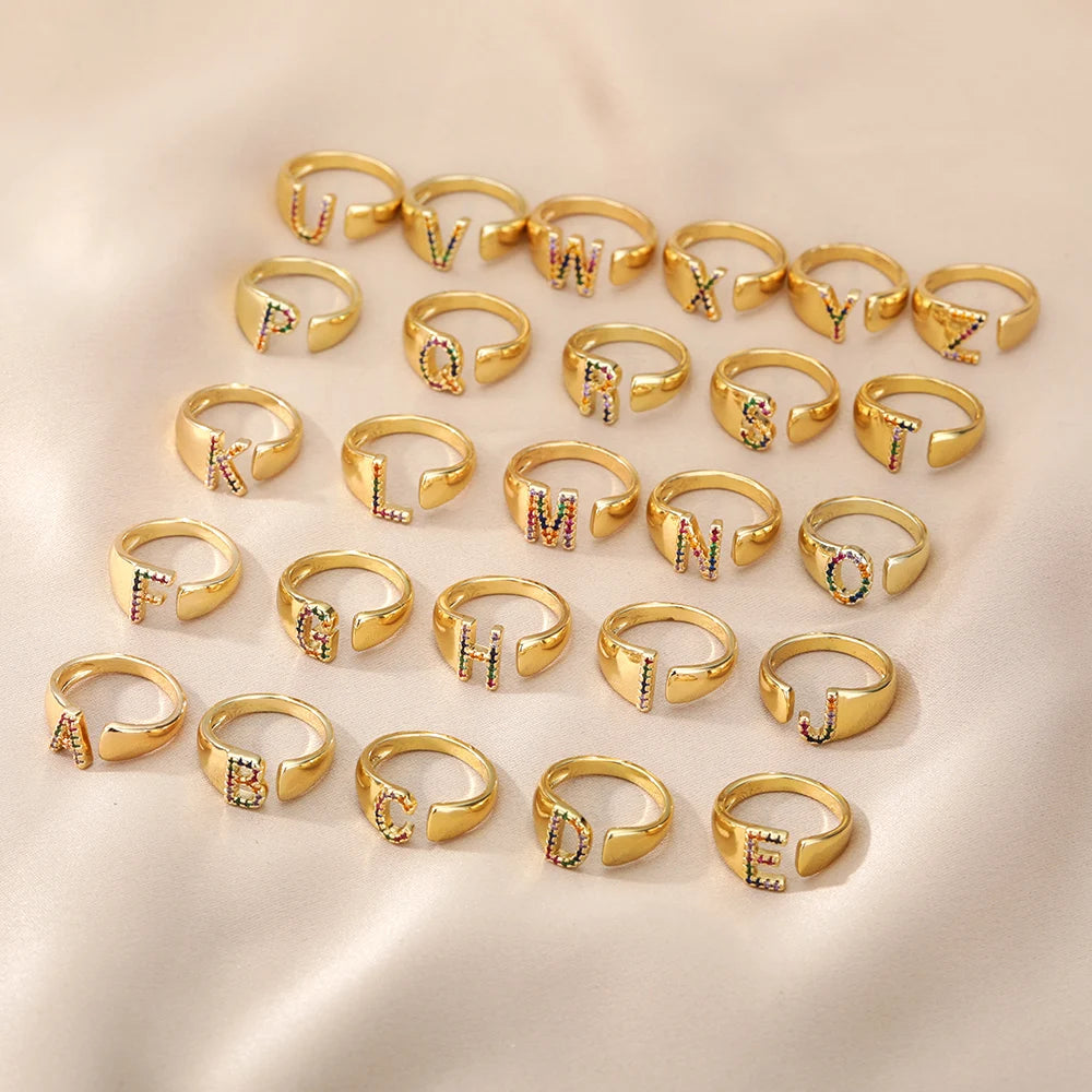 Personalized Rainbow Initial Ring