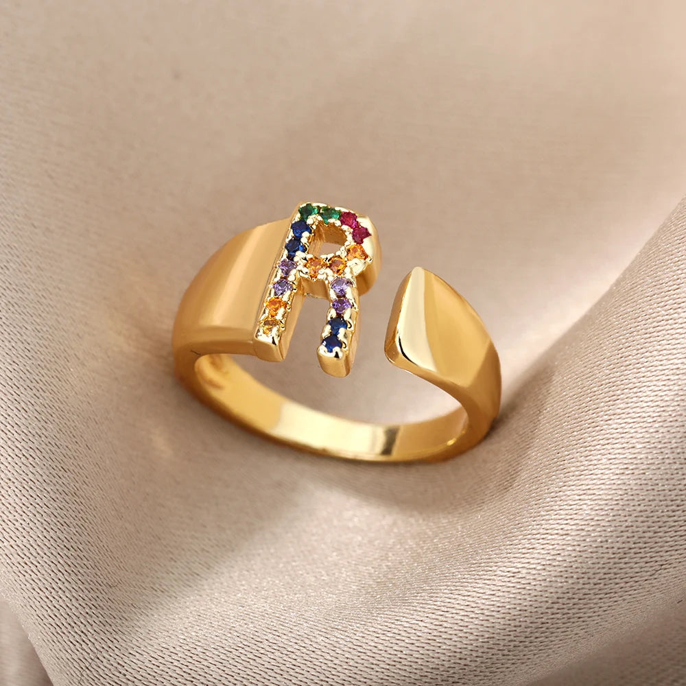Personalized Rainbow Initial Ring