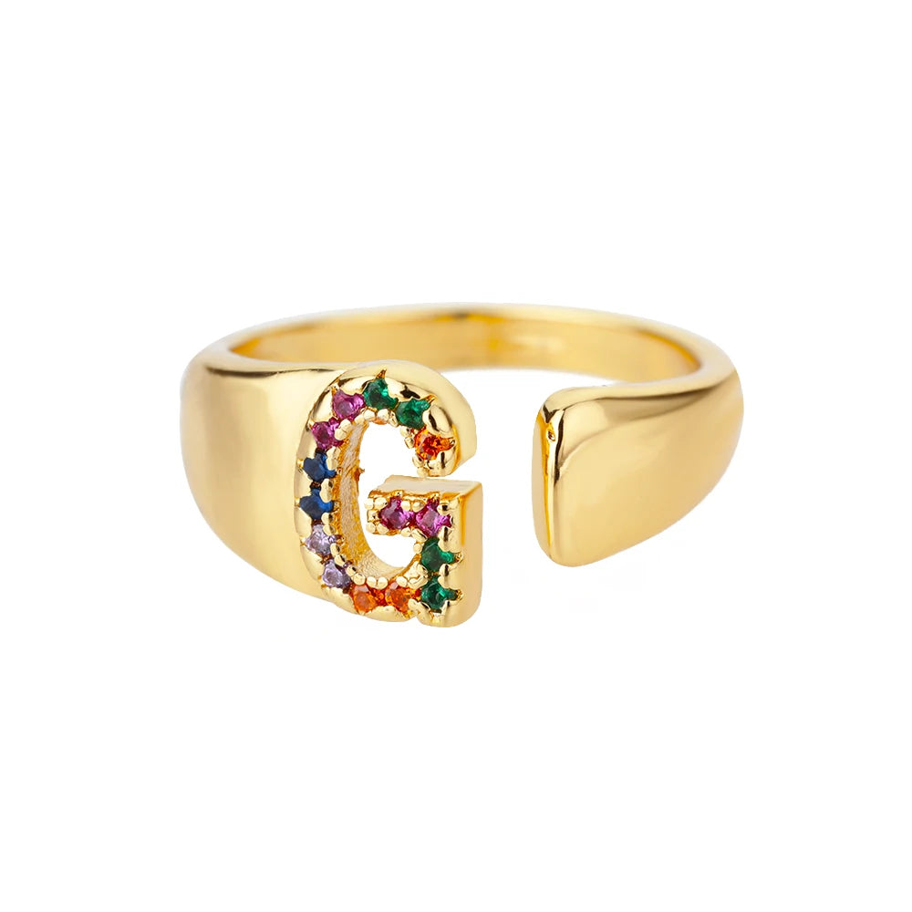 Personalized Rainbow Initial Ring