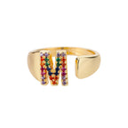 Anillo personalizado con inicial de arcoíris