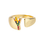 Anillo personalizado con inicial de arcoíris