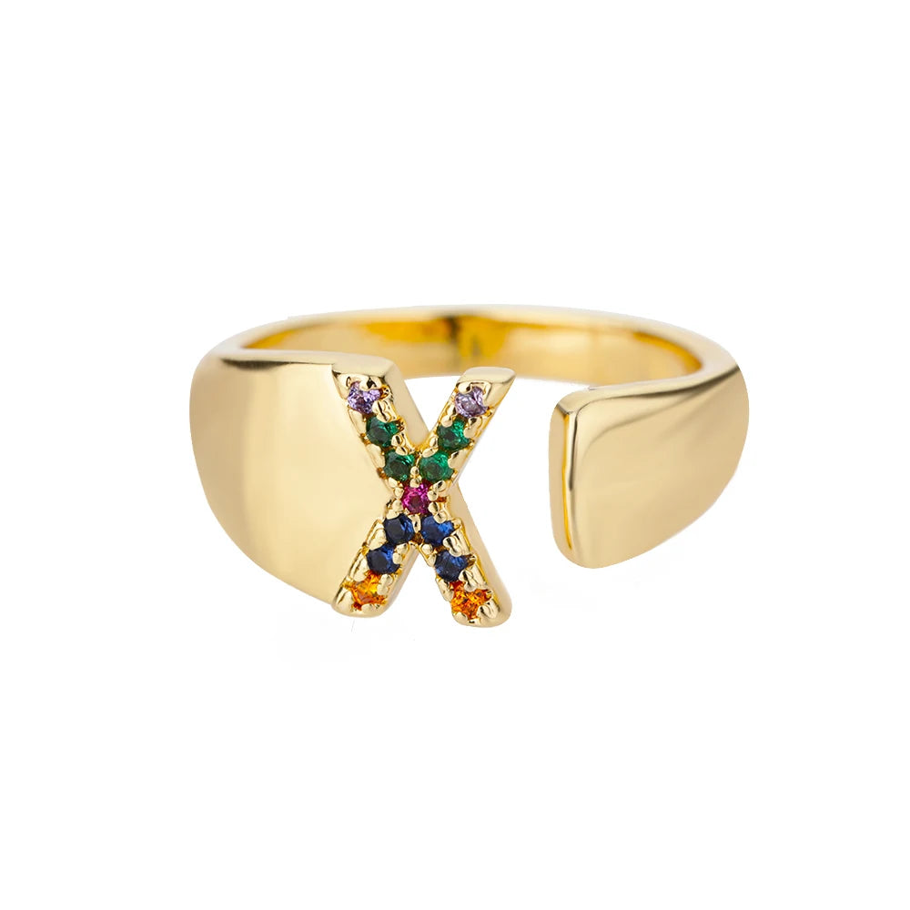 Personalized Rainbow Initial Ring