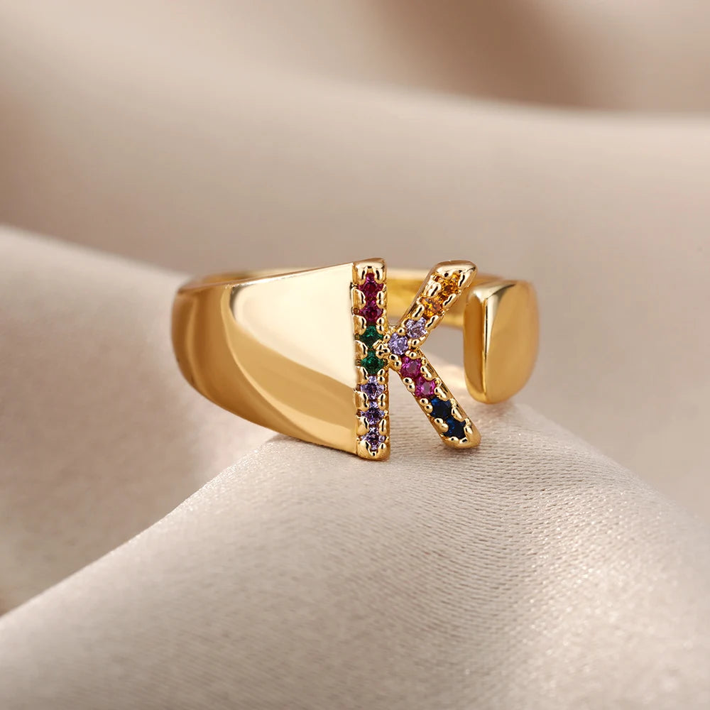 Personalized Rainbow Initial Ring