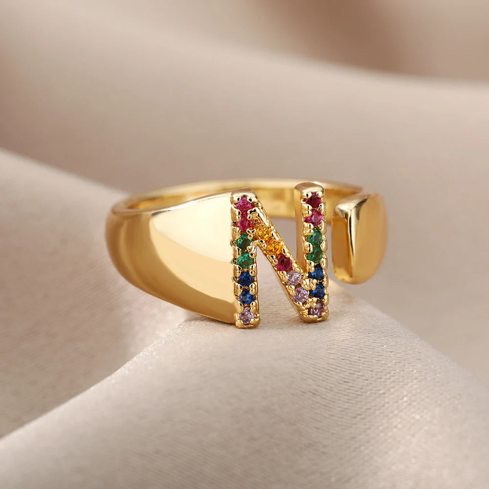 Personalized Rainbow Initial Ring