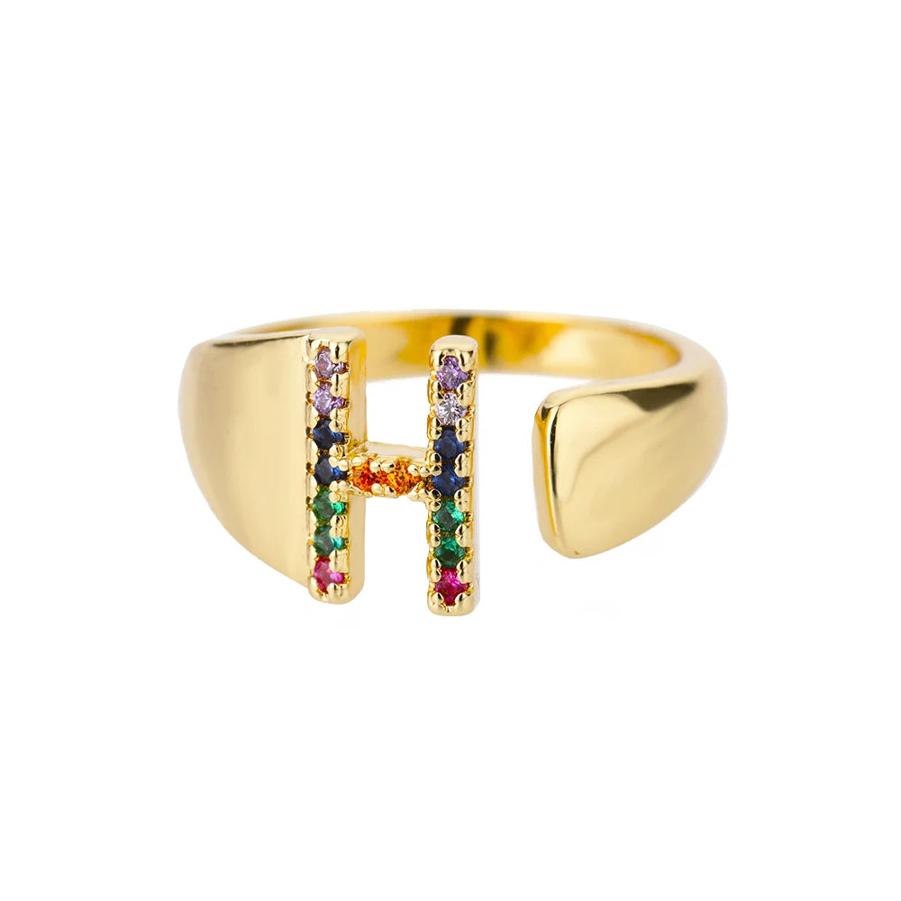 Personalized Rainbow Initial Ring