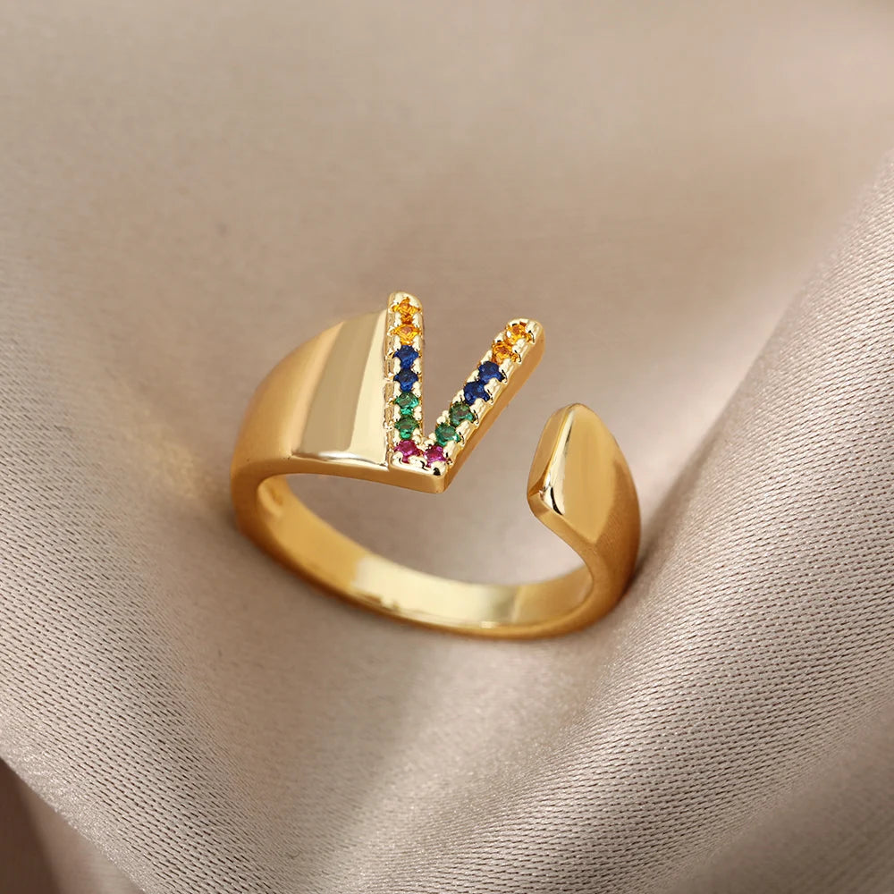Personalized Rainbow Initial Ring