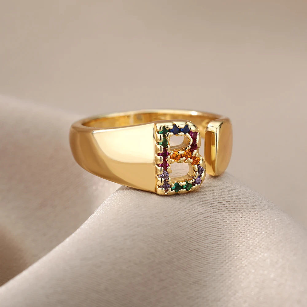 Personalized Rainbow Initial Ring