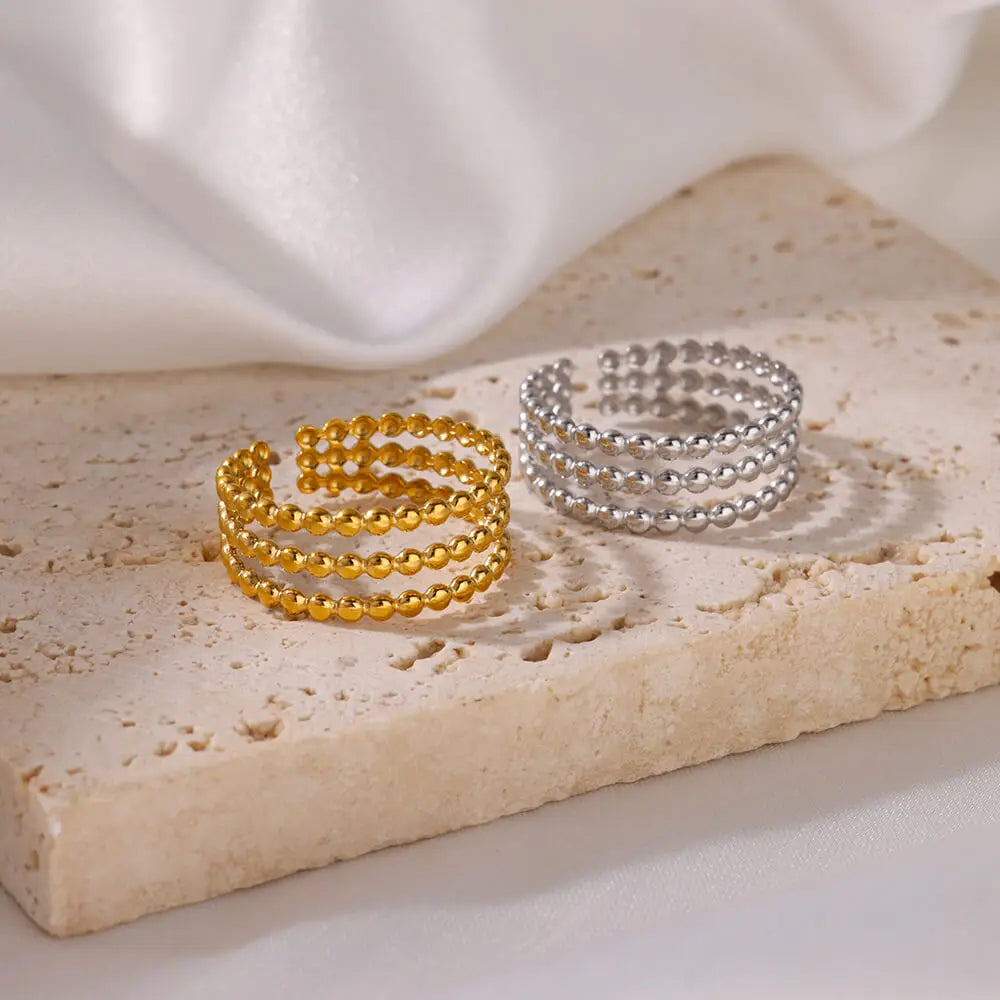 Triple Beaded Spiral Ring
