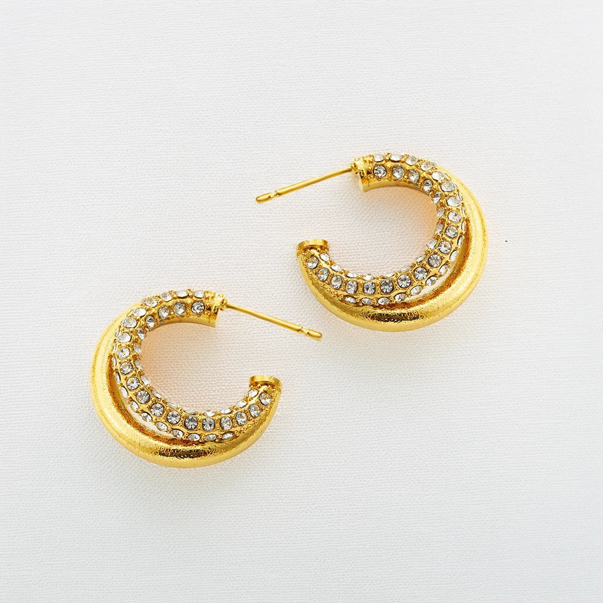 Crystal-Lined Crescent Earrings