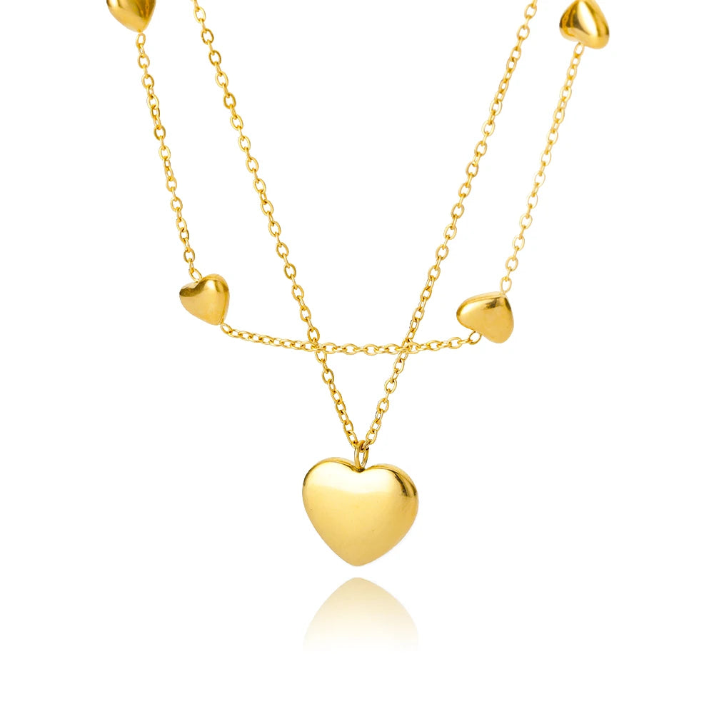 Layered Gold Heart Necklace