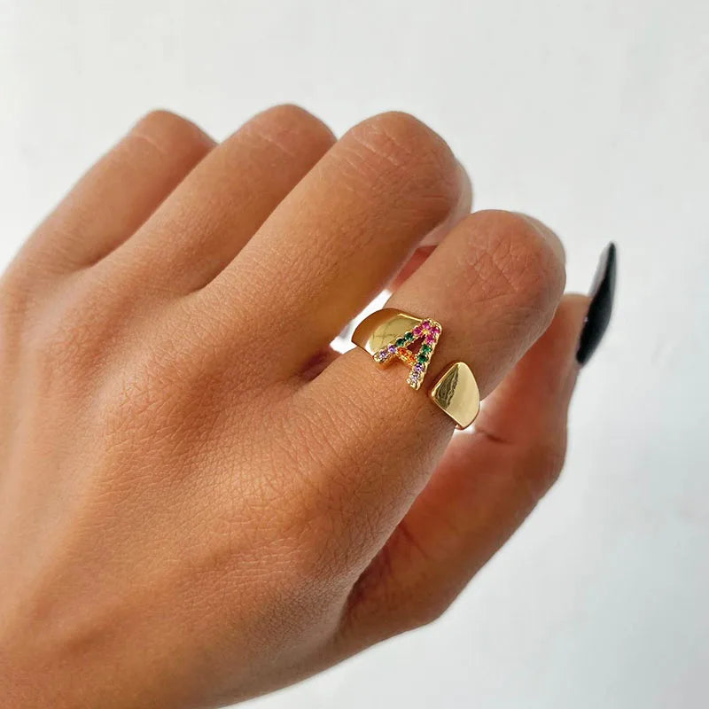 Personalized Rainbow Initial Ring