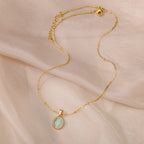Oval Opal Pendant Necklace