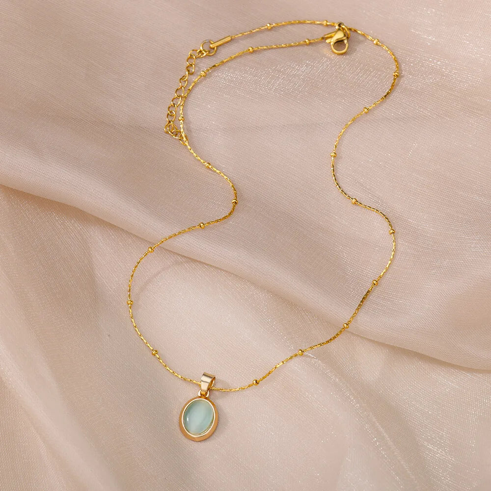 Oval Opal Pendant Necklace