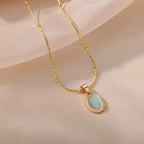 Oval Opal Pendant Necklace
