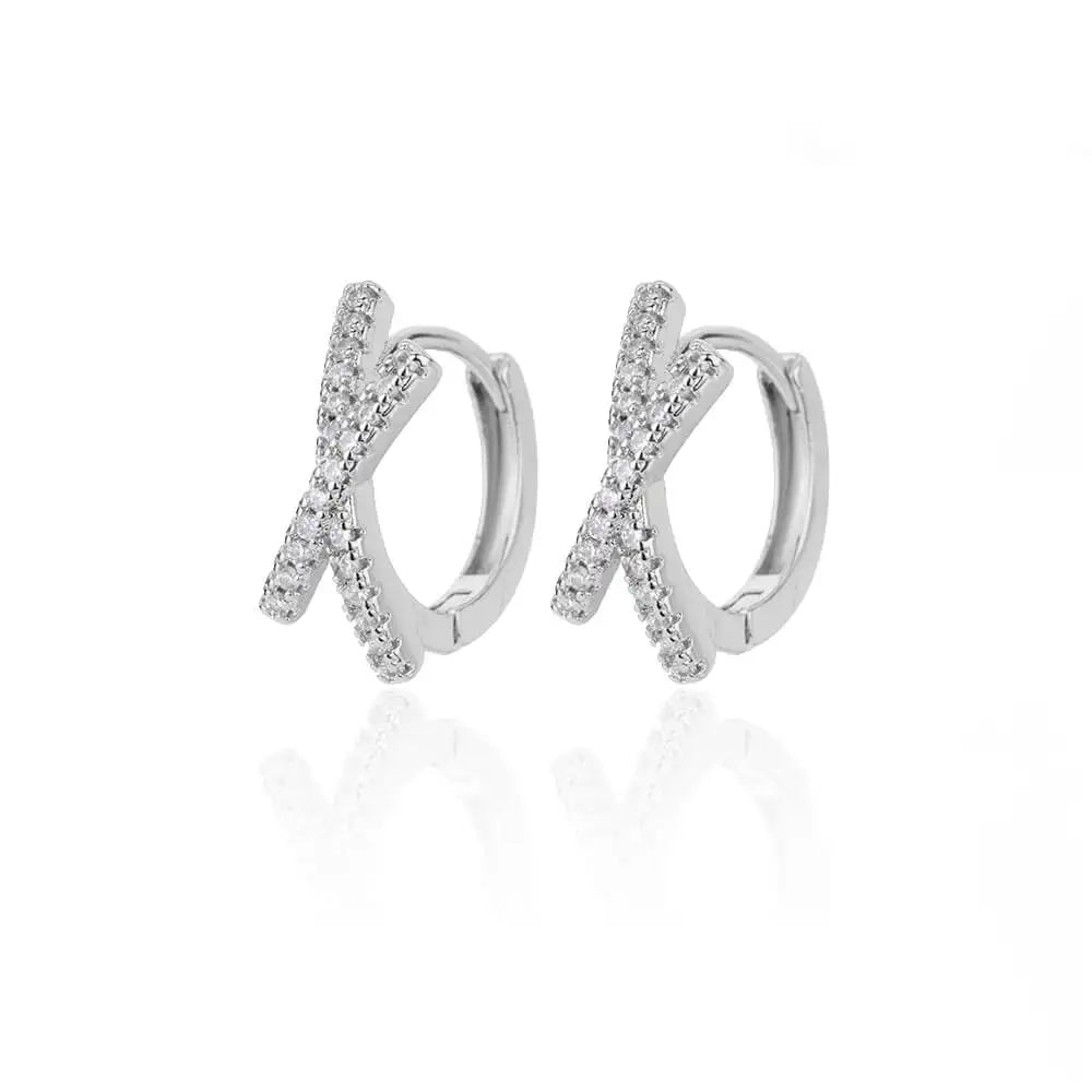 Crystal X Huggie Hoop Earrings