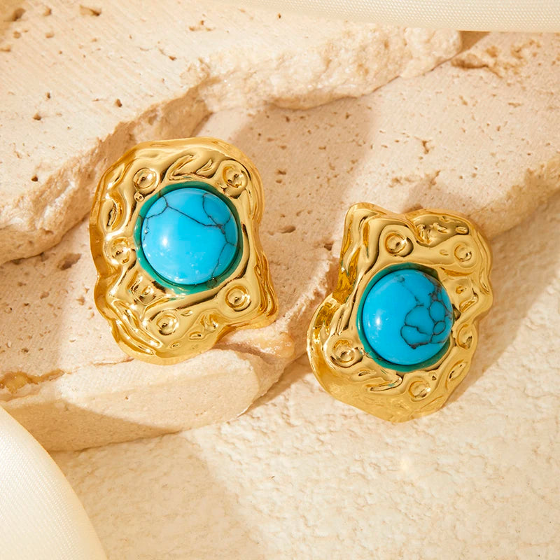 Baroque Stone Stud Earrings