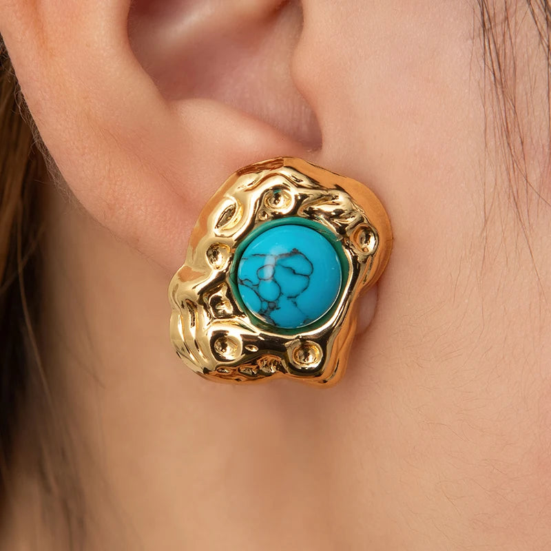 Baroque Stone Stud Earrings
