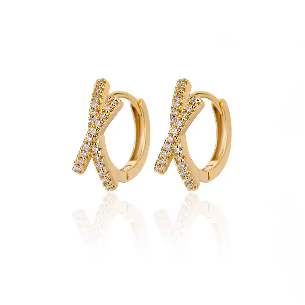 Crystal X Huggie Hoop Earrings