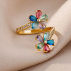 Flower Rainbow Crystal Ring